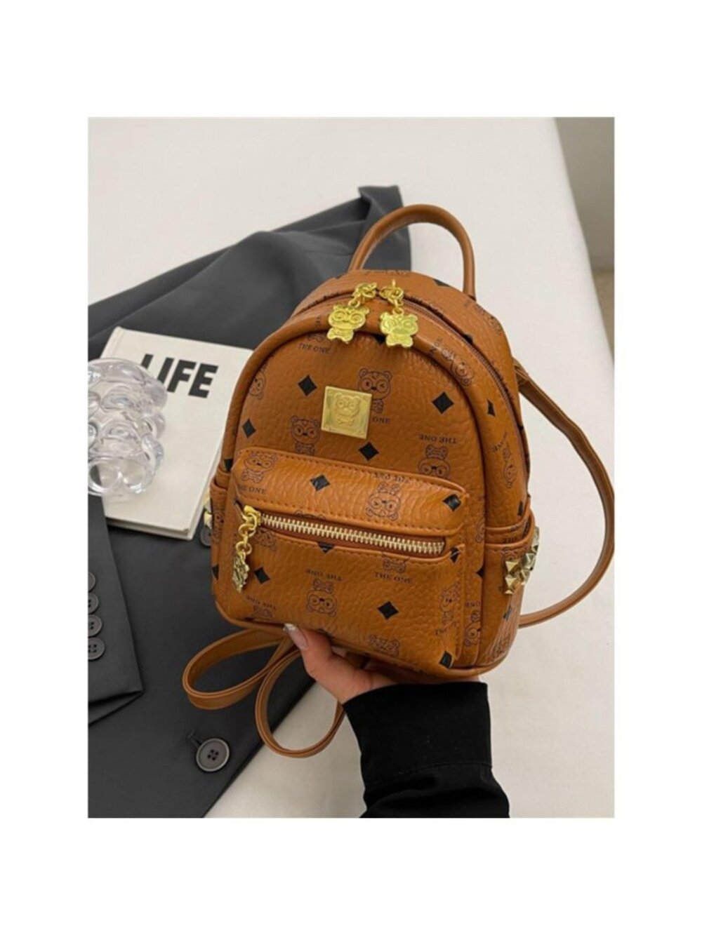 Patterned Mini Backpack Bag - Picture 2 of 6